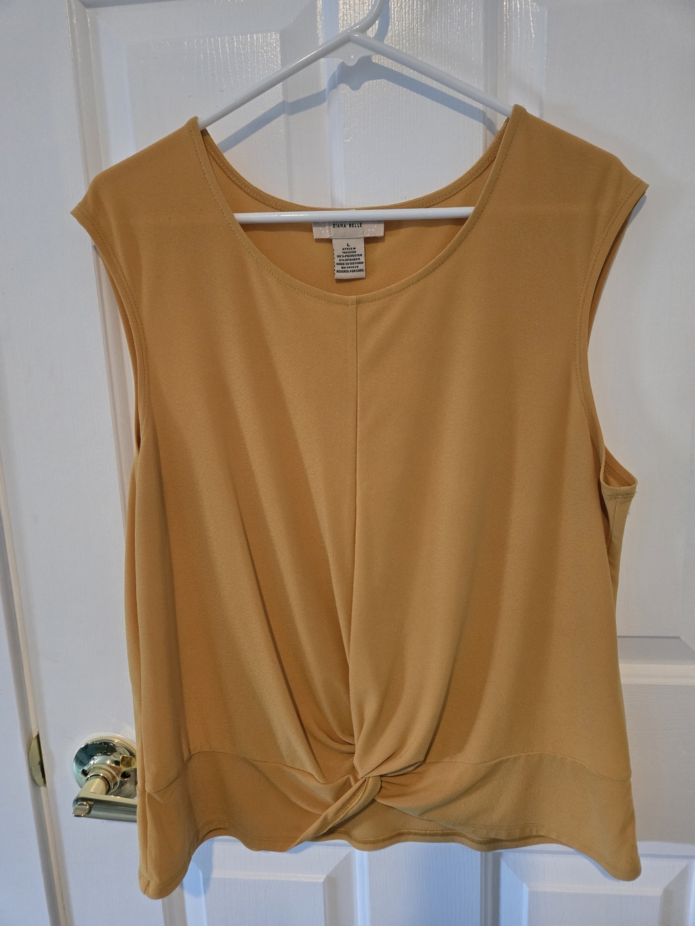 Diana Belle Mustard Knot-Front Sleeveless Tank